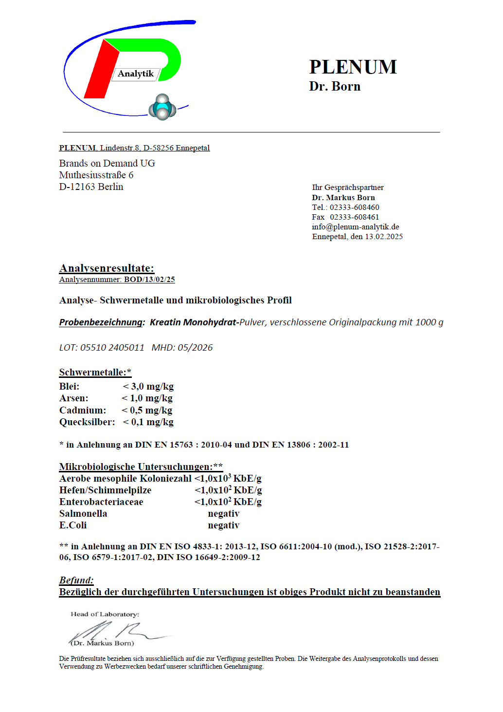 VitaExtend Kreatin Monohydrat Pulver – 100 % rein, laborgeprüft in Deutschland | 1.000 g Beutel