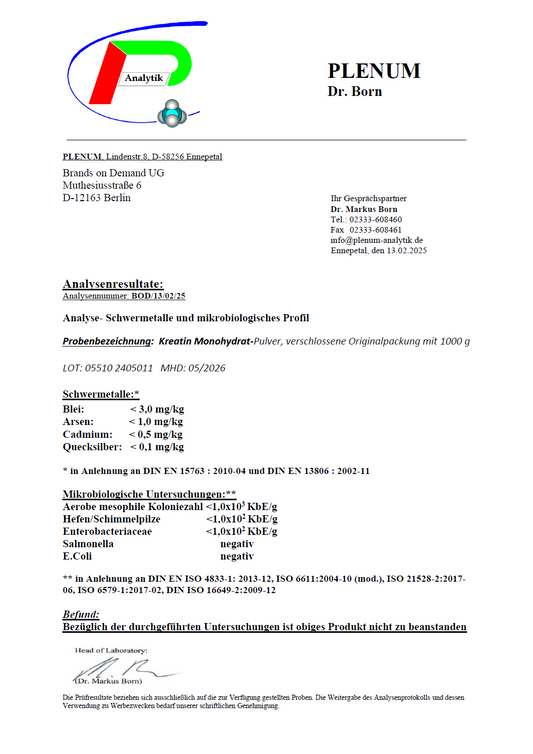 VitaExtend Kreatin Monohydrat Pulver – 100 % rein, laborgeprüft in Deutschland | 1.000 g Beutel